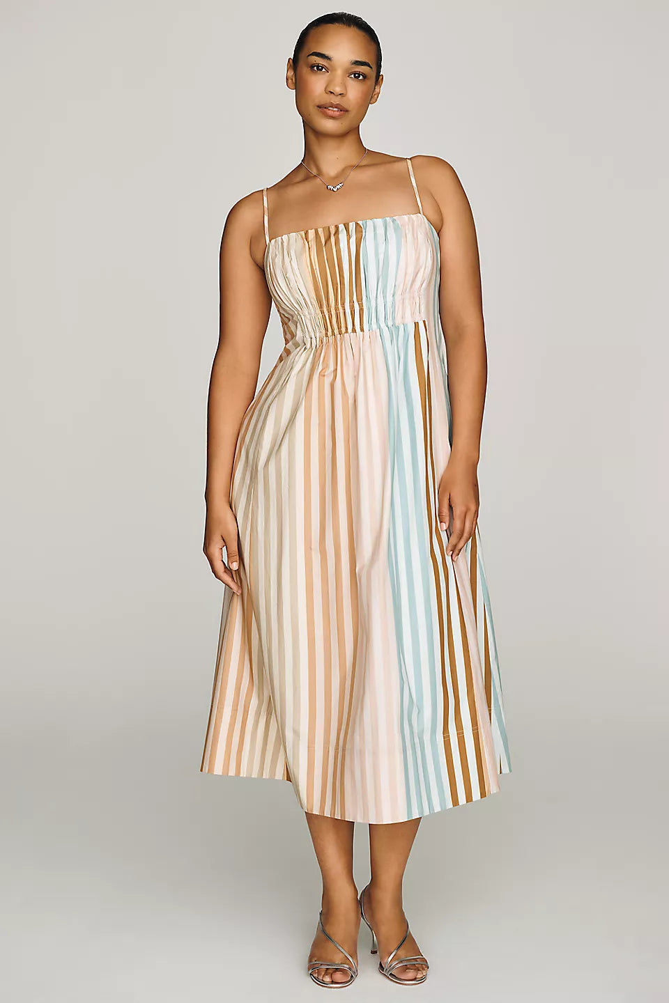Anthropologie Maeve Cotton Ruched Midi Dress Size M
