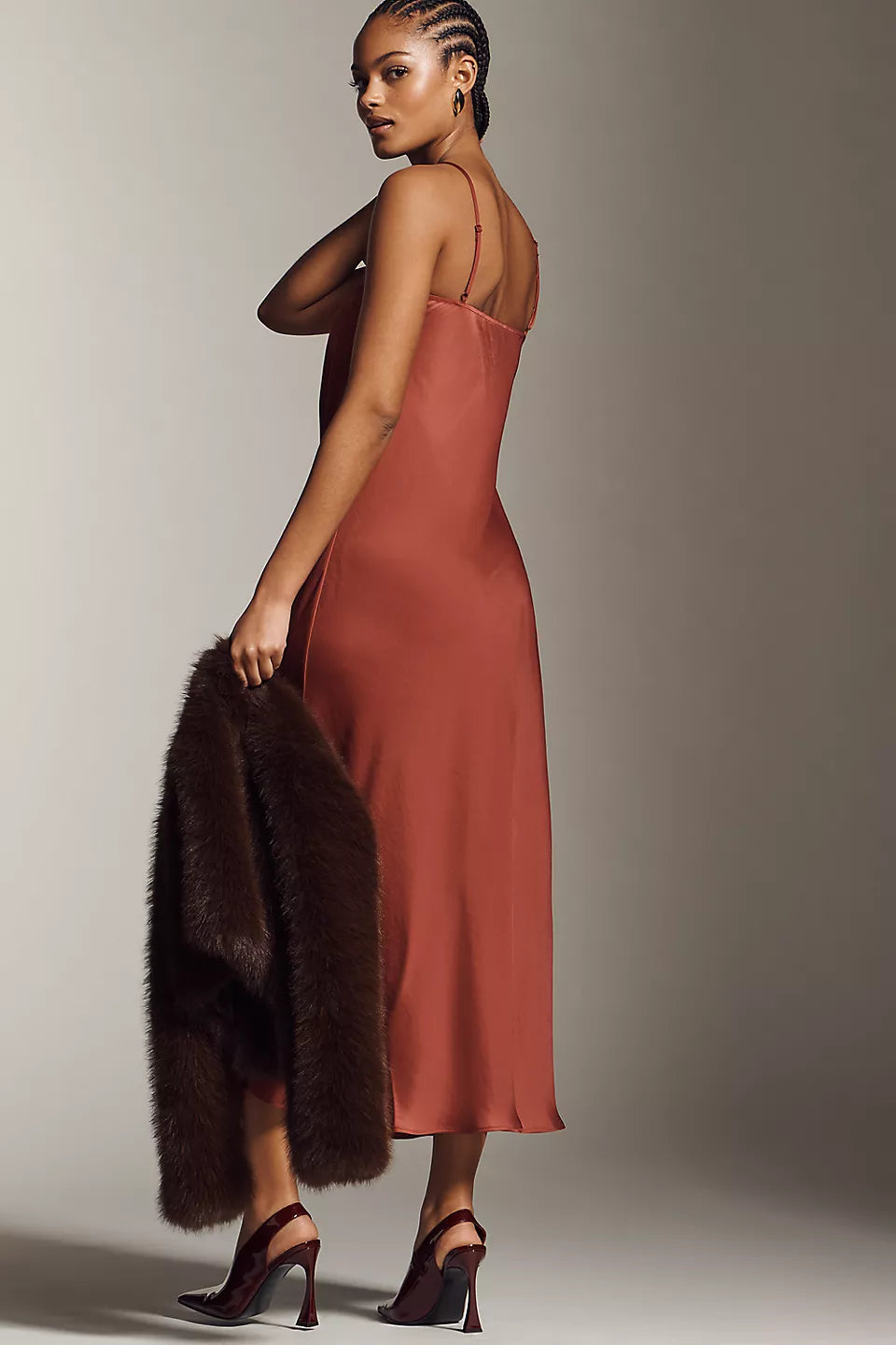 By Anthropologie Halter Slip Midi Dress Size: S