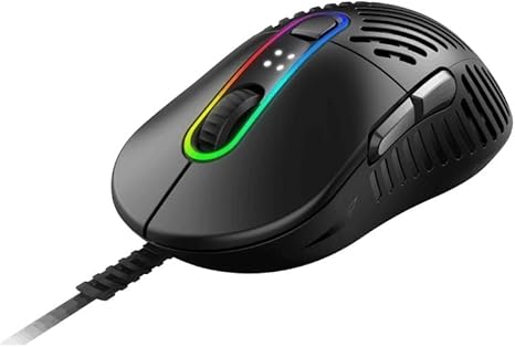 Mountain Makalu 67 Gaming PC Mouse - Ergonomic RGB With PixArt PAW3370 Sensor - Light PTFE Cable Mouse for Computer (Black)