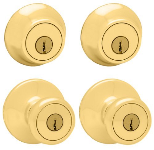 Kwikset 92420-031 Bright Brass Tylo Knob Entry Lockset & Deadbolt