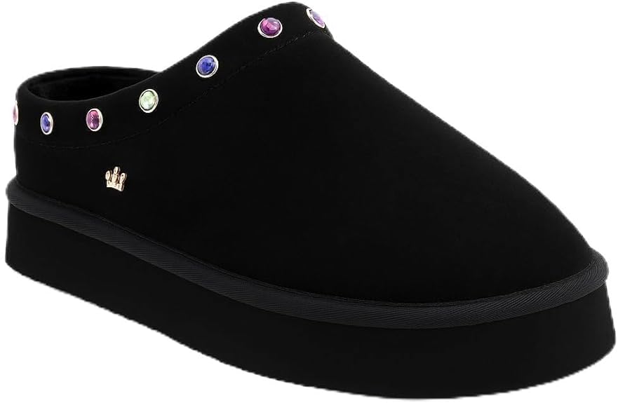 Juicy Couture Women's Cozy Slipper Mule – Plush Indoor Outdoor House Shoe with Memory Foam and Faux Fur Lining Size: 9