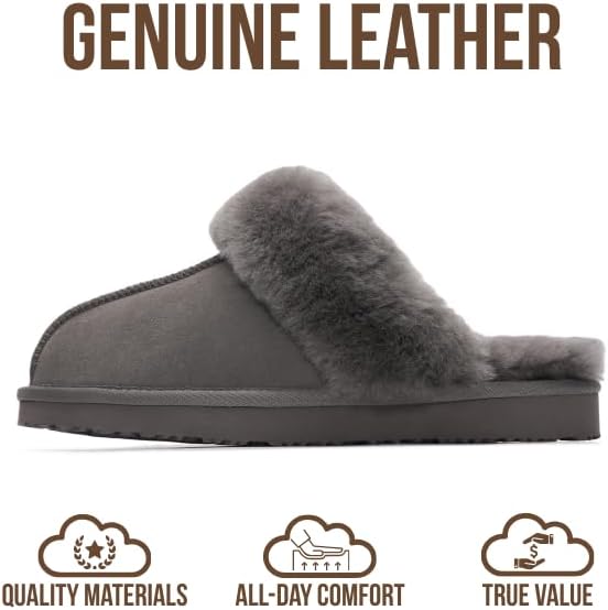 Project Cloud 100% Genuine Leather Slippers for Women Footwear Hedy/Grey/Size:6 (US)
