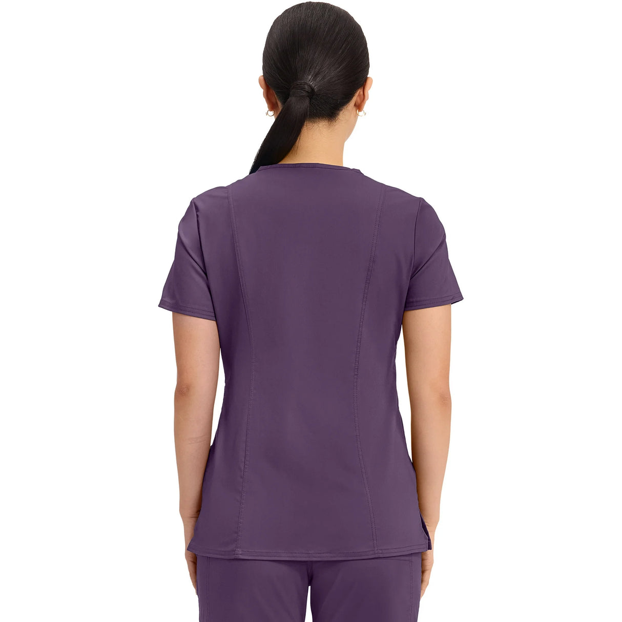 Cherokee Workwear Revolution Women's Scrubs Top Mock Wrap - Eggplant - Size XL