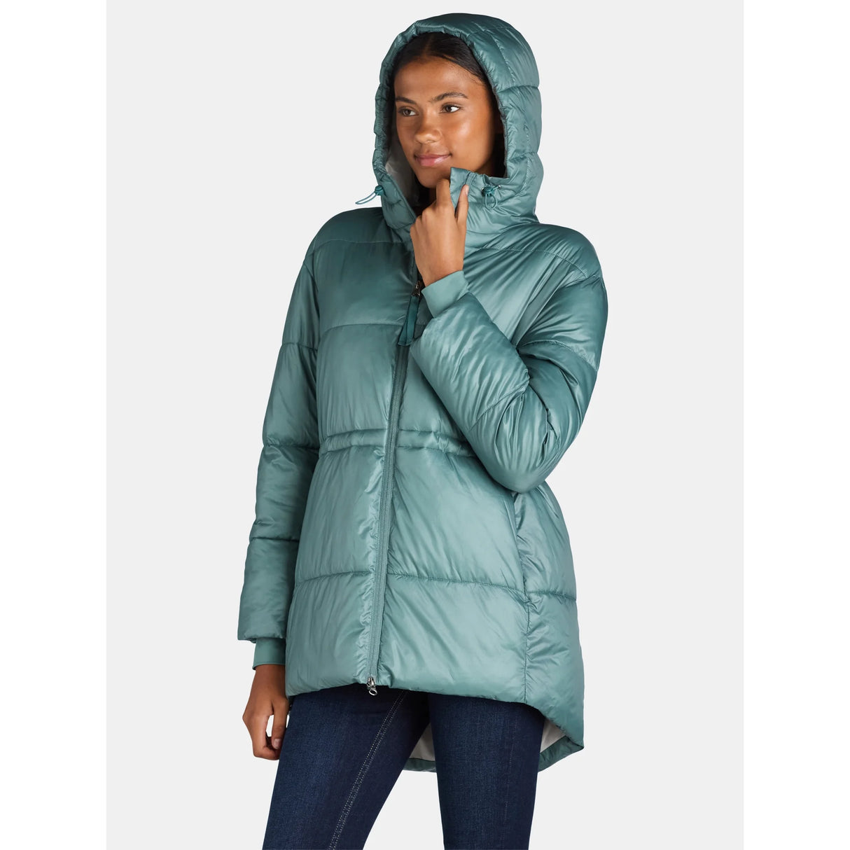 Ozark Trail Women's and Women’s Plus Hooded Puffer Jacket, Mid Length Size: S (4-6)