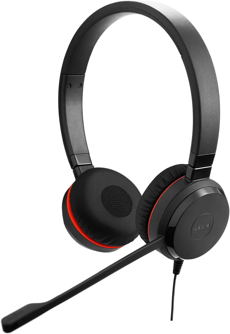 Jabra Evolve 30 II Wired Dual-Ear Headset with Mic for Work - 3.5mm Jack or USB-A/USB-C Connectivity, Computer Headset with Noise-Cancelling Microphone