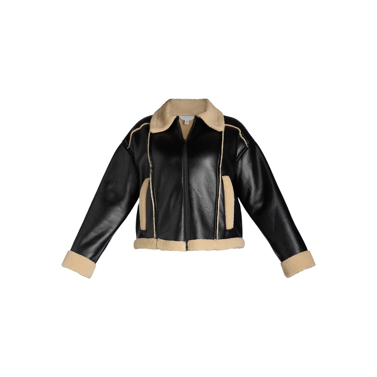 Time and Tru Women's Plus Bonded Faux Shearling Bomber Jacket Size: 1X