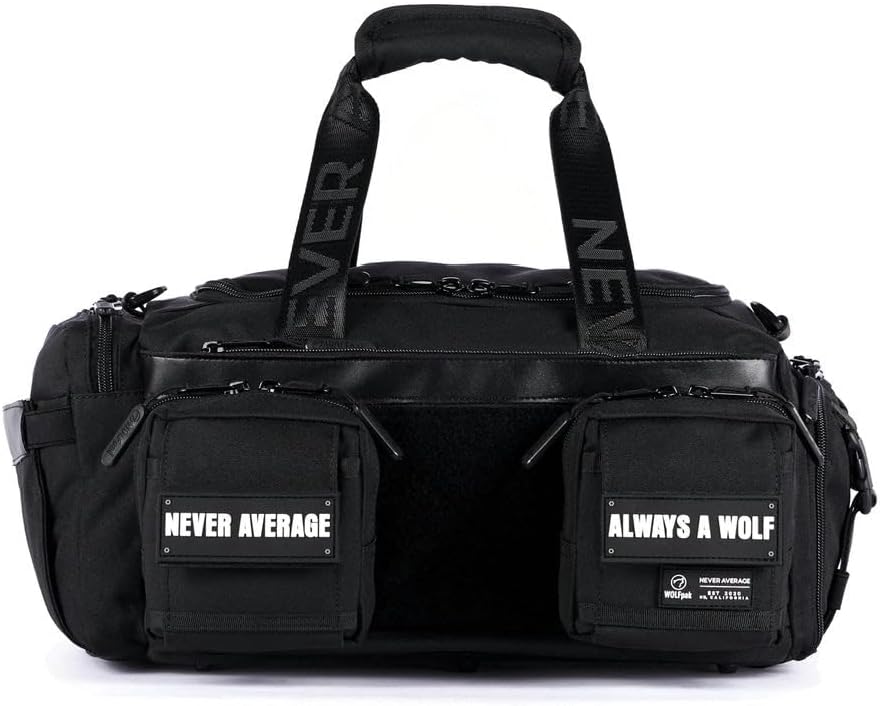 WOLFpak 20L Mini Duffle Bag for Gym & Travel | Waterproof Carry-On Weekender Bag with Shoe Compartment, Hard Bottom, and Tactical Molle System (Alpha Black) (Copy)