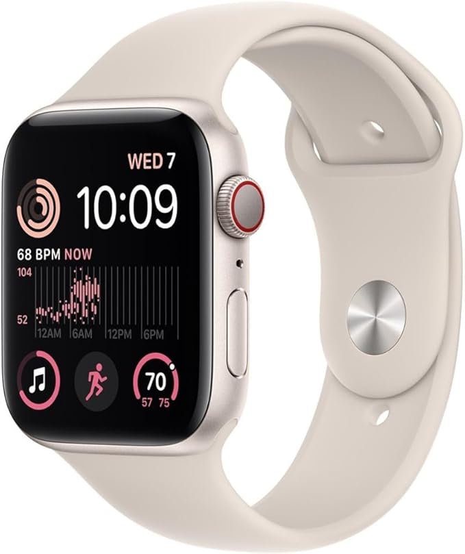 Apple Watch SE (2nd Gen) (GPS, 40mm) - Starlight Aluminum Case with Starlight Sport Band, M/L (Renewed)