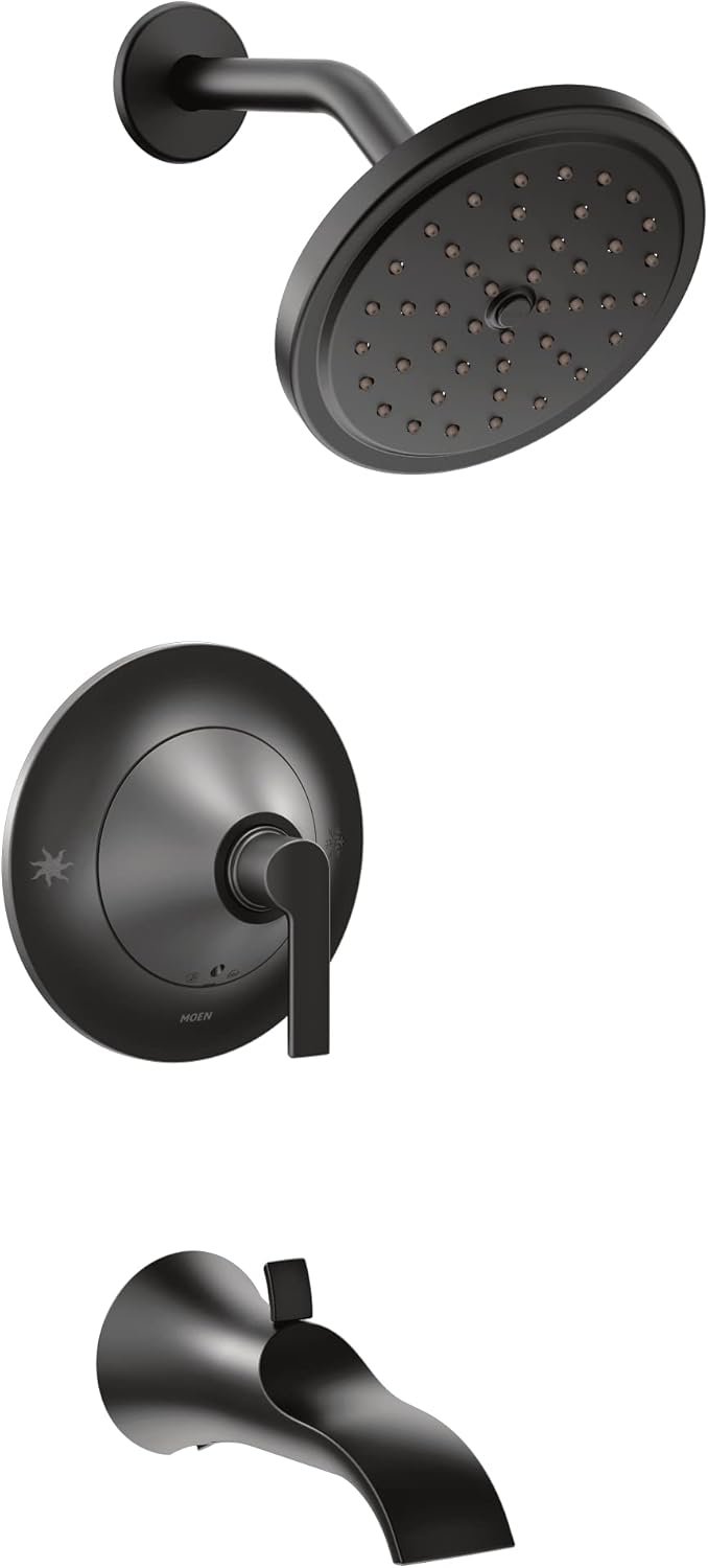 Moen Doux Posi-Temp Pressure Balancing Tub and Eco-Performance Shower Trim Kit, Valve Required, Matte Black