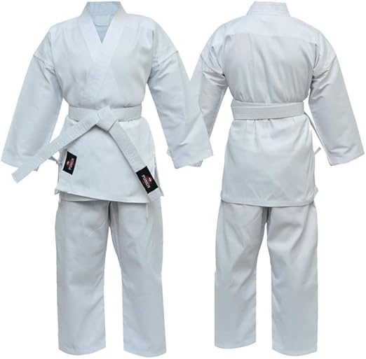 Premium Karate Uniform - 8 Ounce White | Durable & Lightweight | Ideal for Karate and Taekwondo | Adult and Youth Karate Gi (Size 7)