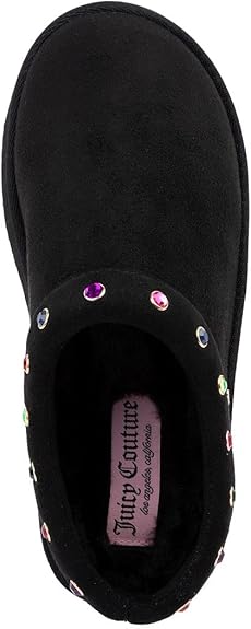 Juicy Couture Women's Cozy Slipper Mule – Plush Indoor Outdoor House Shoe with Memory Foam and Faux Fur Lining Size: 9