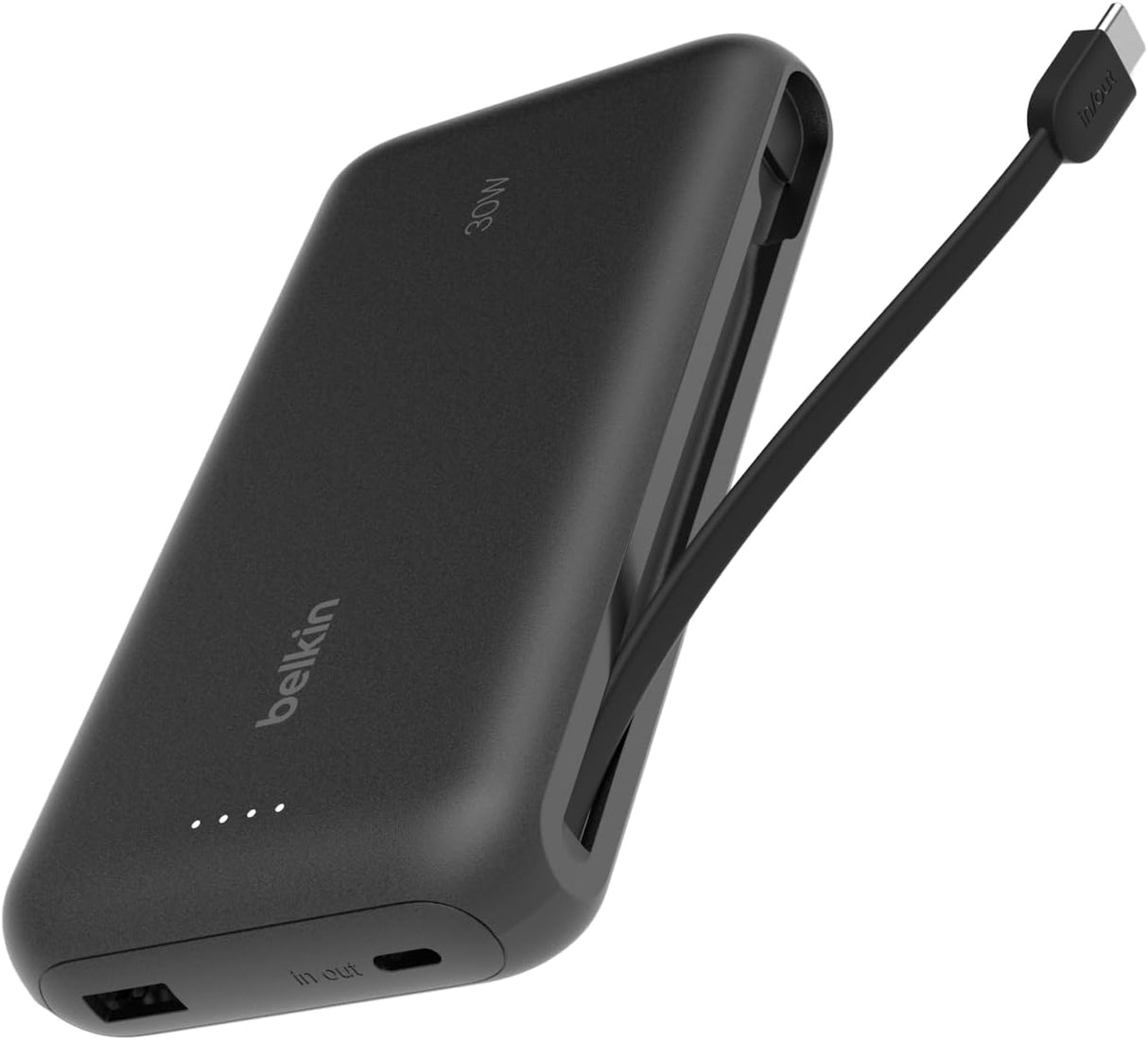 Belkin Portable Charger, Power Bank with Integrated Cable 20000 mAh 30W