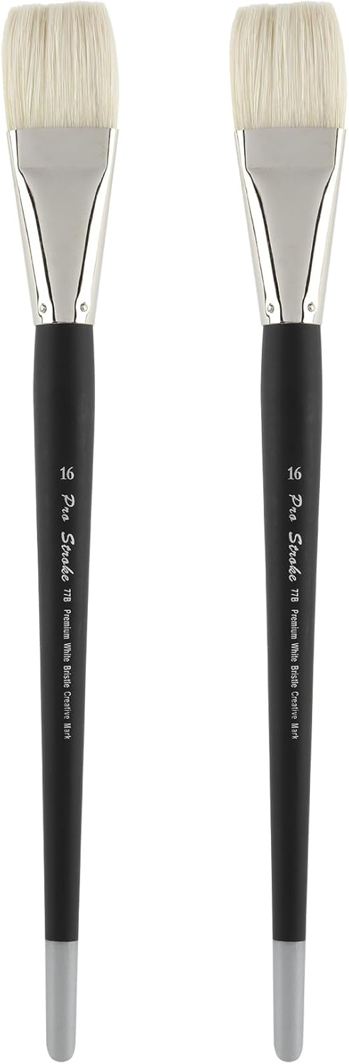 Creative Mark Pro Stroke Premium White Chungking Hog Bristle Artist Paint Brush - Bright # 16-3 Pack -Natural Bristle Brush w/Great Control Suitable for Oils, Watercolors, Acrylics, Alkyds, Caseins