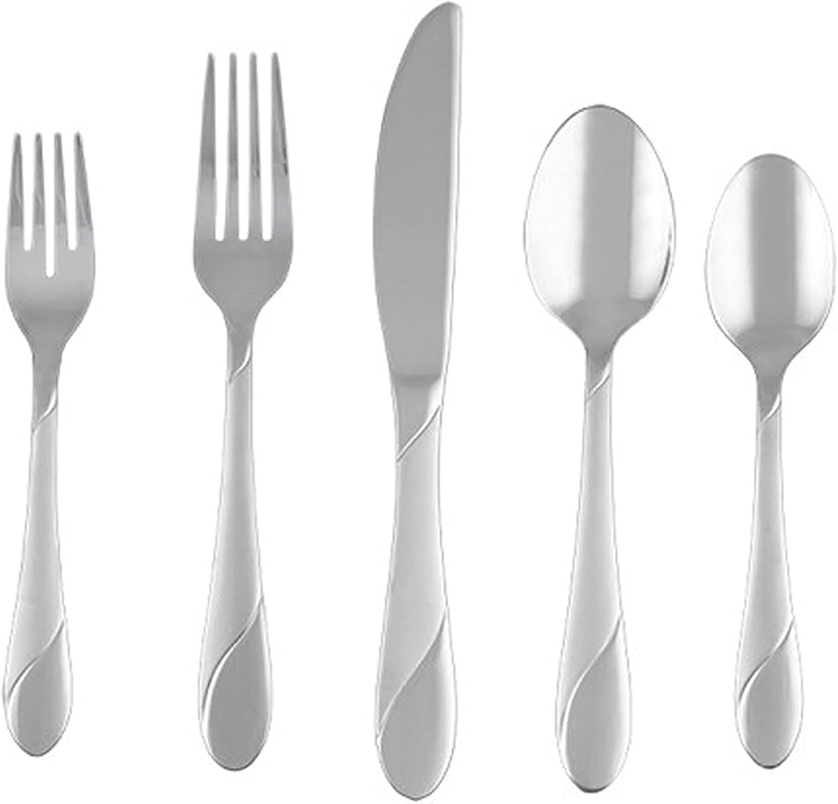 Cambridge Silversmiths Swirl Sand 20-Piece Flatware Silverware Set, Stainless Steel, Service for 4, Includes Forks/Spoons/Knives