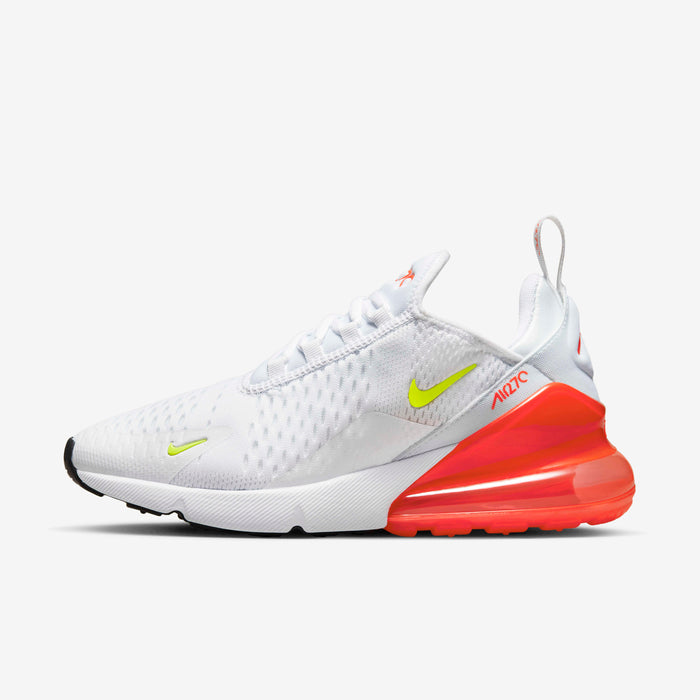 Women's Nike Air Max 270 White/Volt-Bright Crimson Size: 9