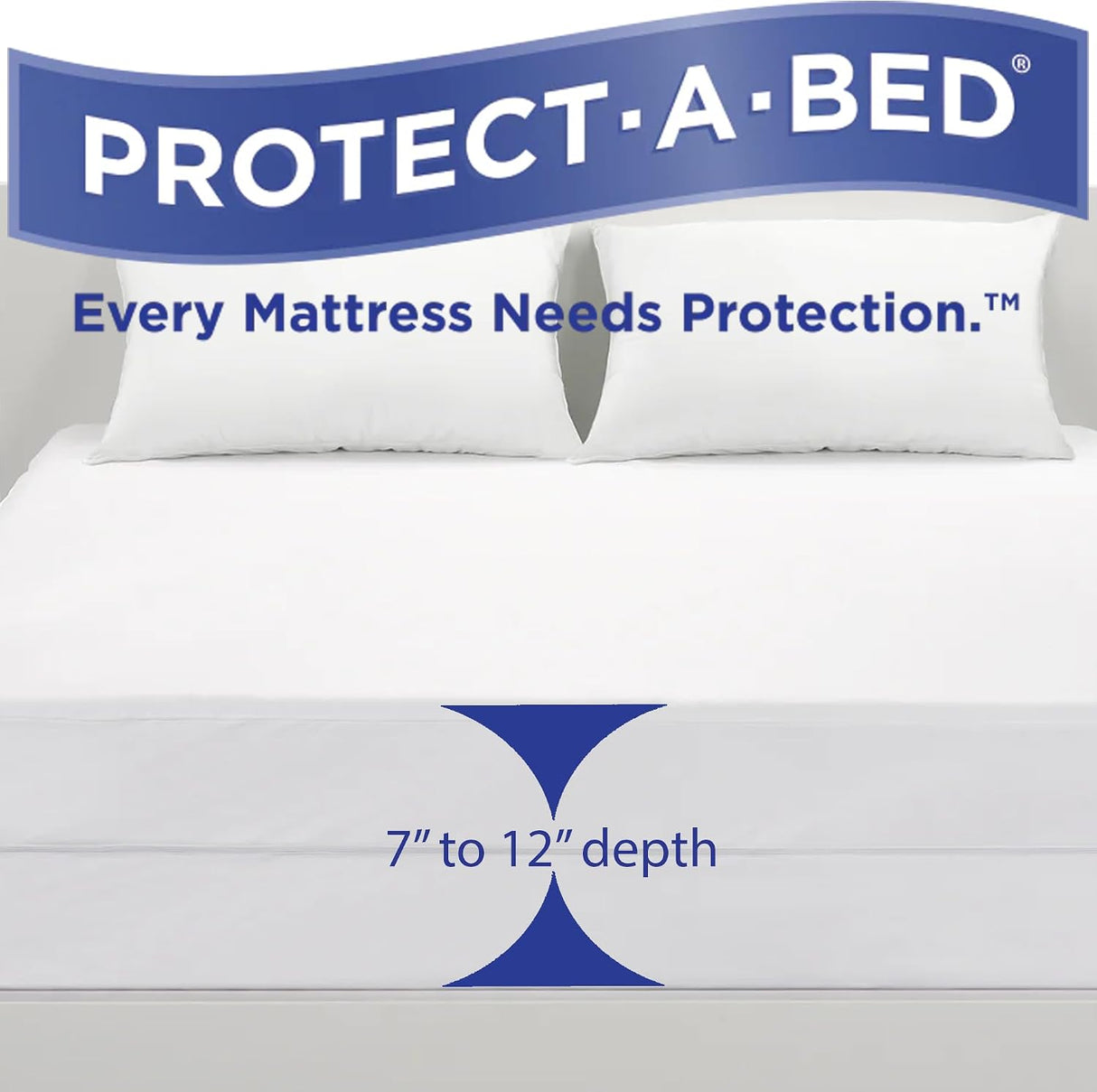 Protect-A-Bed AllerZip Smooth Mattress Protector Machine Washable, Twin, 7-12 Inches