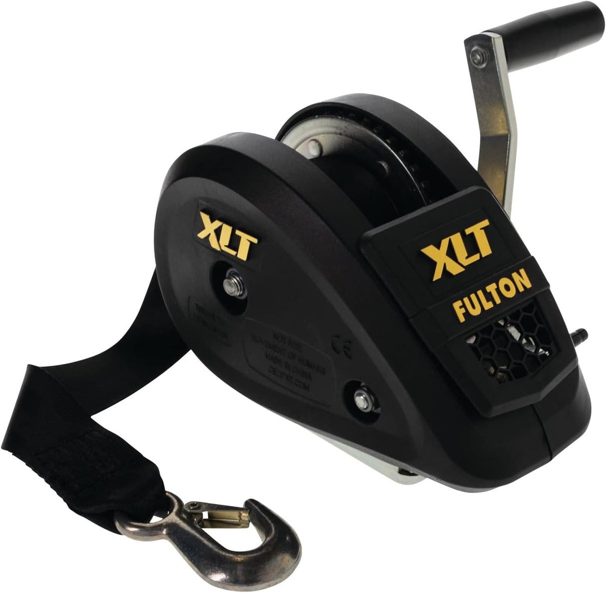 Fulton 142313 XLT® Marine Trailer Winch, Single-Speed, 1,500 lbs. Capacity, 20 ft. Strap, 6 in. Handle