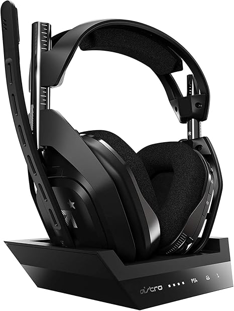 ASTRO Gaming A50 Wireless Headset (Refurbished) with Base Station Gen 4, USB Radio Frequency, Unidirectional Microphone Headphones, Compatible with PS4, PS5, PC Windows, Mac, Black