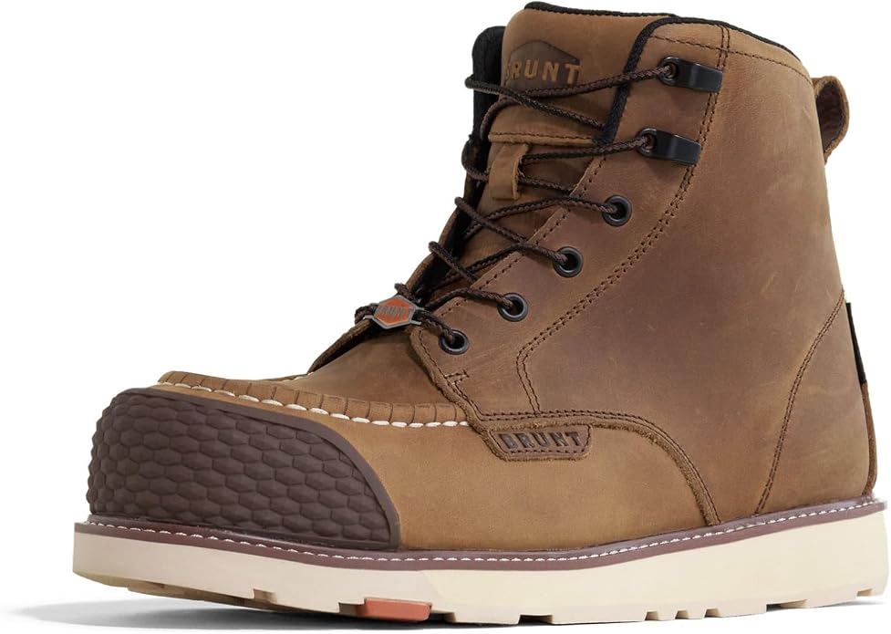 MEN (11) BRUNT Marin BRUNT Toe (Comp Toe) - 6" Waterproof Reinforced Wedge Work Boot - EH Rated - Slip + Oil Resistant - Adjustable Width System