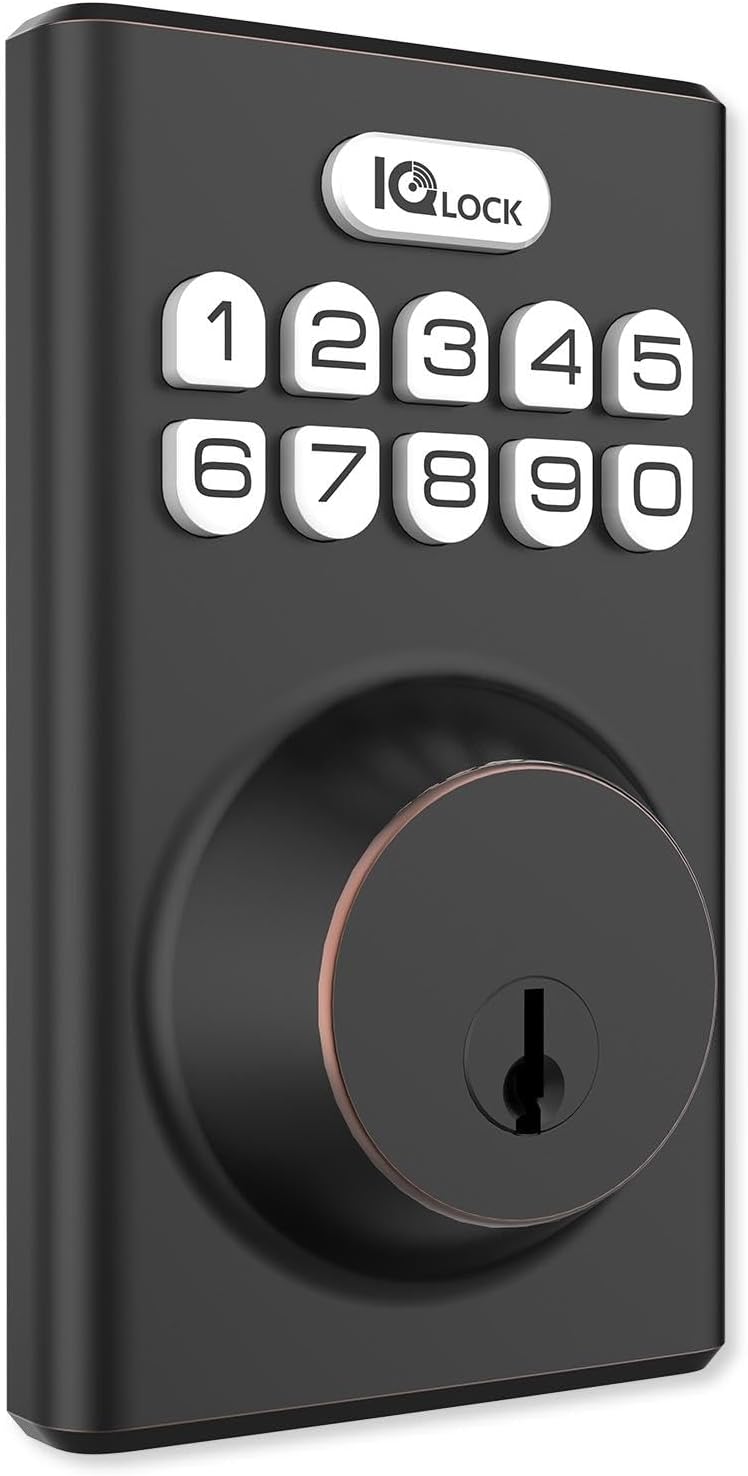 Qolsys IQ Lock-PGK-ORB IQ Lock-PG Push Button Deadbolt, Oil-Rubbed Bronze -Matte Black