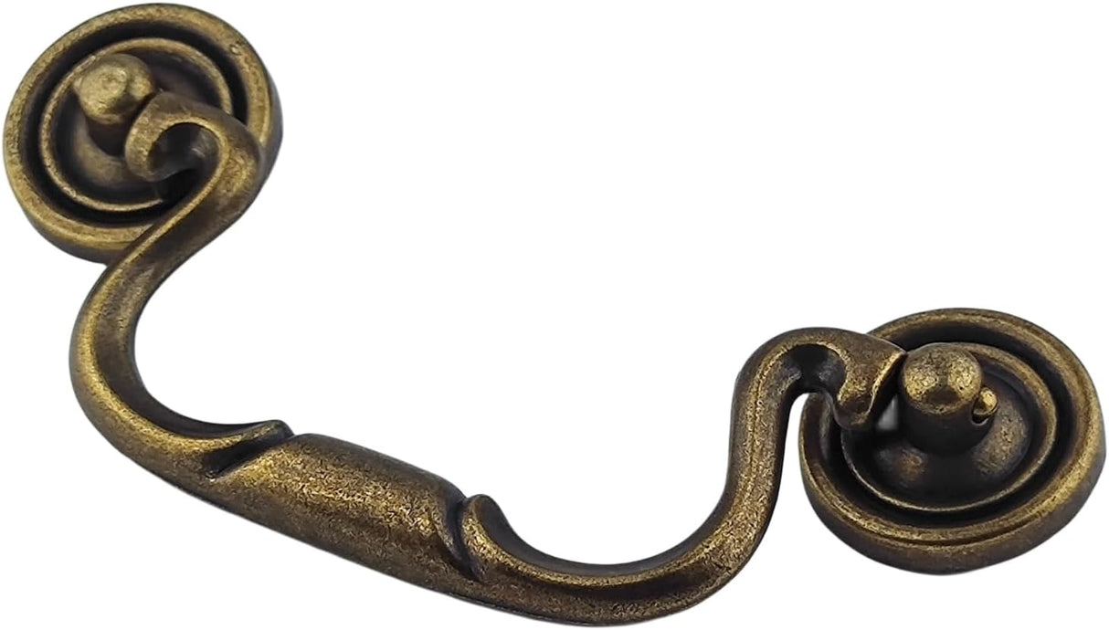 10-Pack 4" C-C Bail Drawer Pull Drop Swing Handles Dresser Pulls Cabinet Knob Antique Brass Vintage Style Center Hole Distance 102 mmm (10)