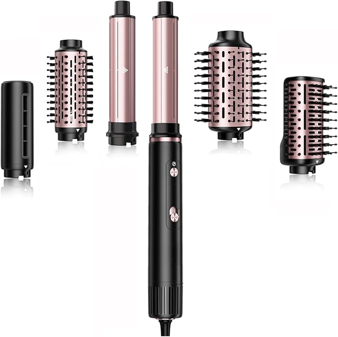 SKIMI Hair Dryer Brush and Blow Dry Brush, Multi-Hot Air Styler with 110000RPM Brushless Motor, Hot Air Brush for Fast Drying Curling Volumizing Straightening&Styling, High-Speed (Black&Rose Gold)