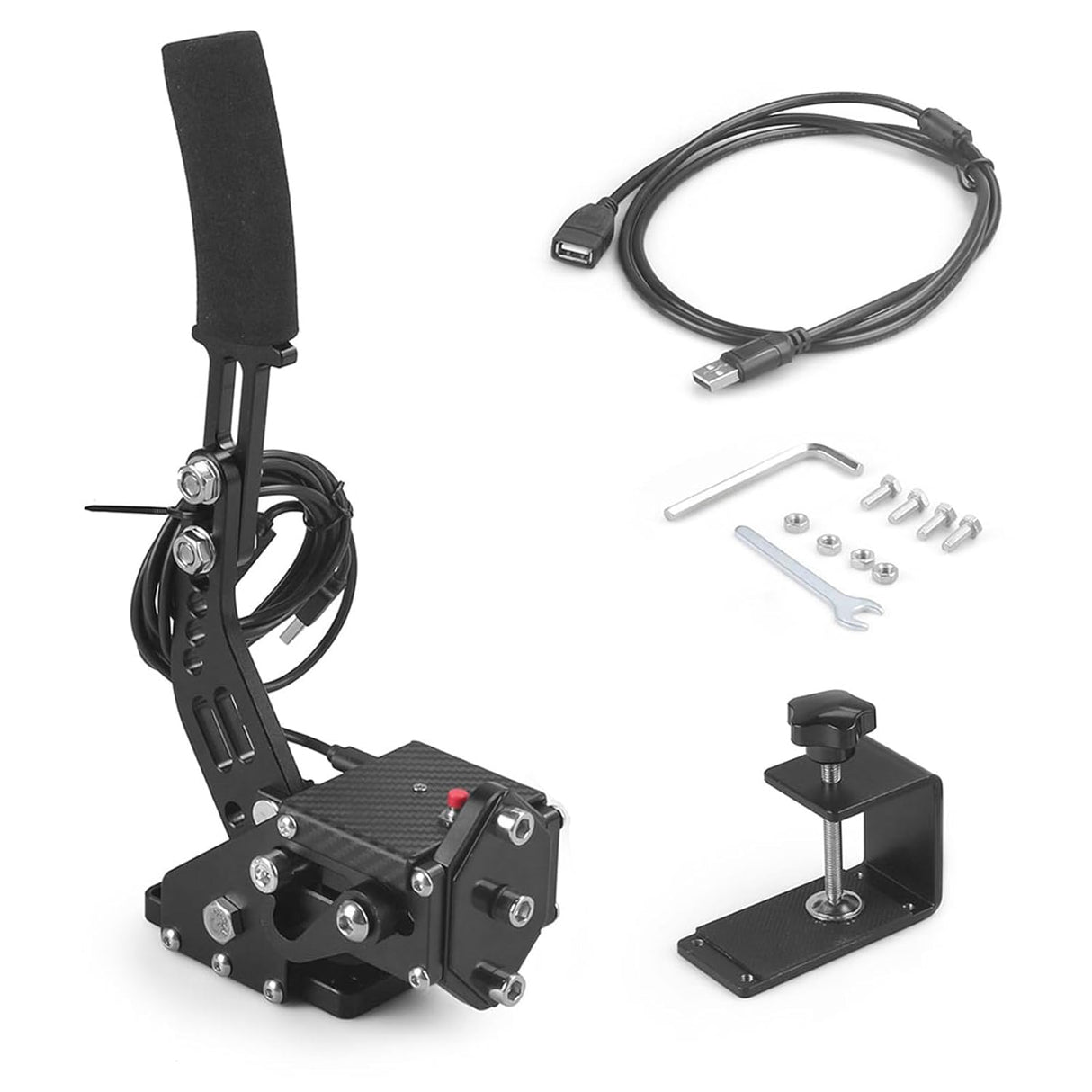 64Bit PC/PS4/PS5 USB Handbrake Upgrade SIM Racing Games Handbrake,PS4 & PS5 Support For Logitech G29,PC USB all Steering wheel available,1.8M Cable/With Fixing Clip/Reinforced Spring black