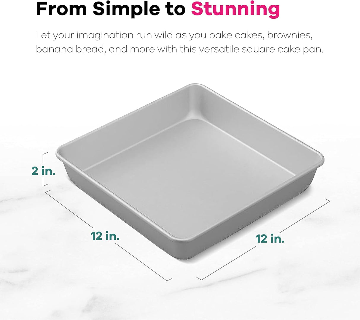 Wilton Performance Pans Aluminum Square Brownie and Cake Pan, 12 x 12 inches, Silver