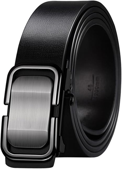 Oyifan Black (Fits Waist Size's 24"- 36") Leather Belts for Men Dress Casual Ratchet Belt, Cut To Fit Color: C-black Buckle Black Belt 9009