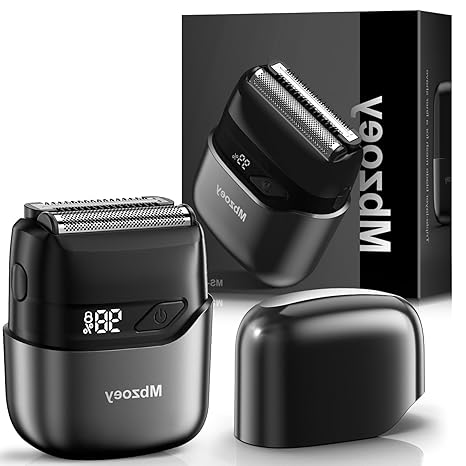 Mbzoey Electric Foil Shavers for Men: Mini Electric Razor for Face - IPX7 Waterproof Cordless Razor with LED Display & Fast Charge - Micro-Comb Technology & Precision Blades