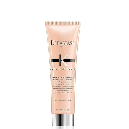 Kerastase Curl Manifesto Crème de Jour Fondamentale Hair Cream - Leave In Treatment & Heat Protectant, Controls Frizz & Enhances Curls, 5.07 Fl Oz