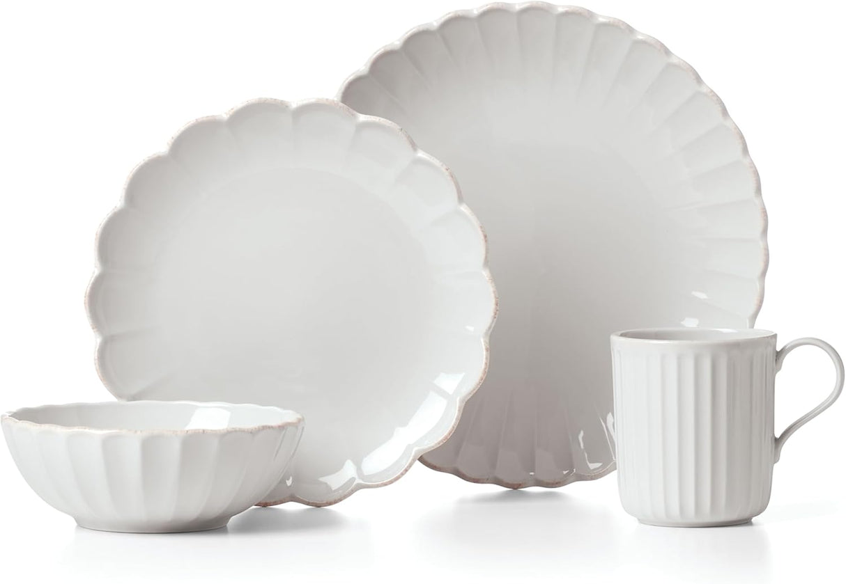 Lenox Dinnerware Set, French Perle Scallop 4-Piece Place Setting