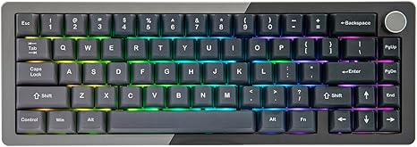 KiiBoom Loop 65 65% Full Aluminum Block Structure Mechanical Keyboard, QMK/VIA Programmable, BT5.0/2.4GHz/USB-C Wireless Gaming Keyboard, Gasket, FR4 Plate, RGB for Win/Mac (Grey Black)