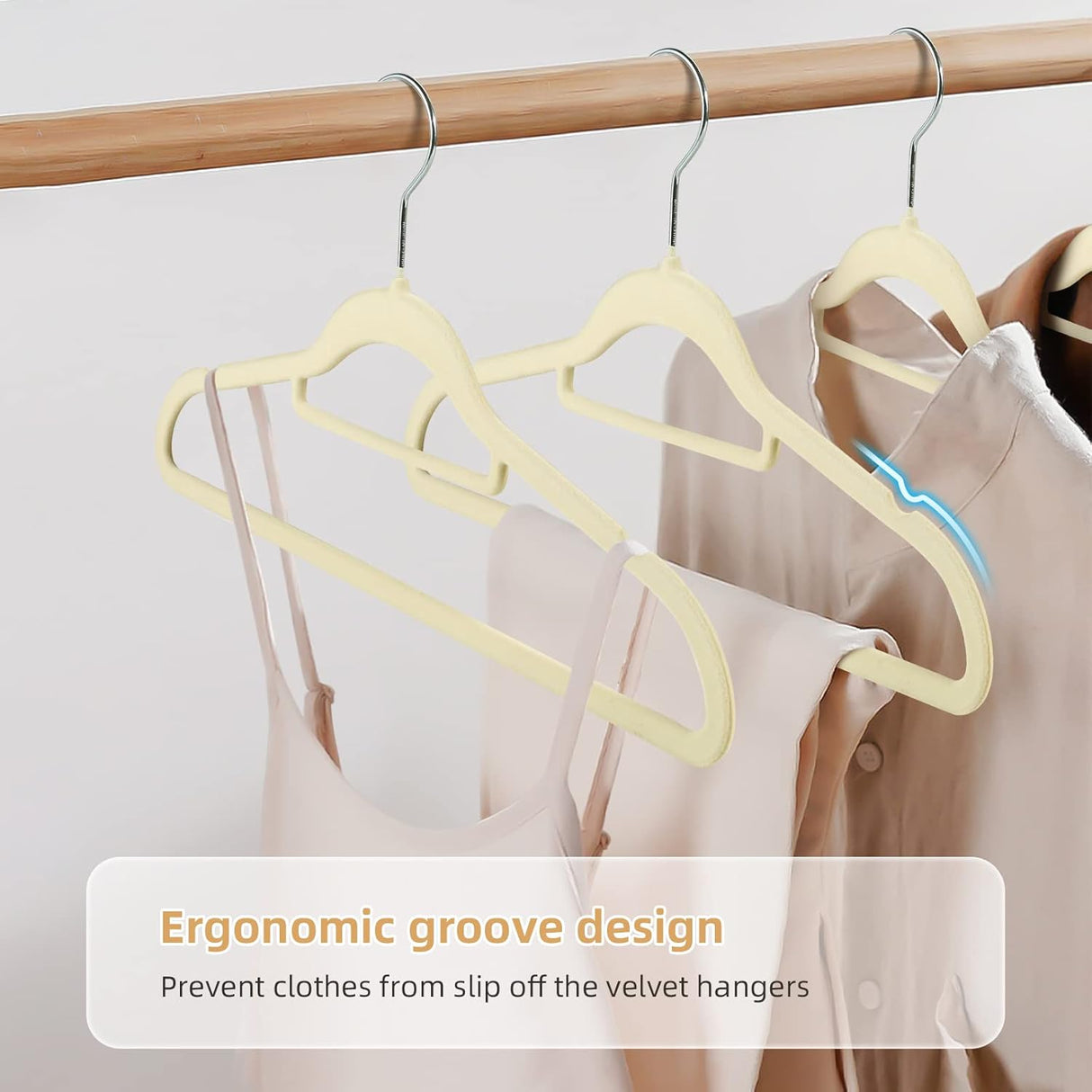 Premium Velvet Hangers Heavy Duty (50 Pack),  Non-Slip Felt Hanger