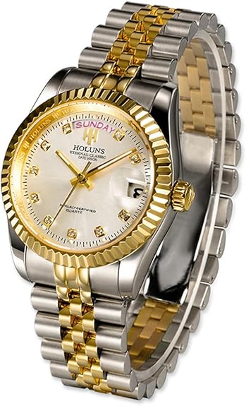 HOLUNS 41MM Men's Luxury Quartz Watch with Calendar Luminous Waterproof Wrist Watches