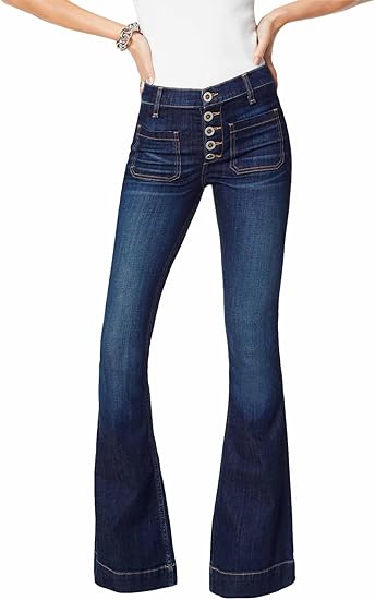 Ramy Brook Women's Cindy Exposed Button High Rise Flare Jean Size 30