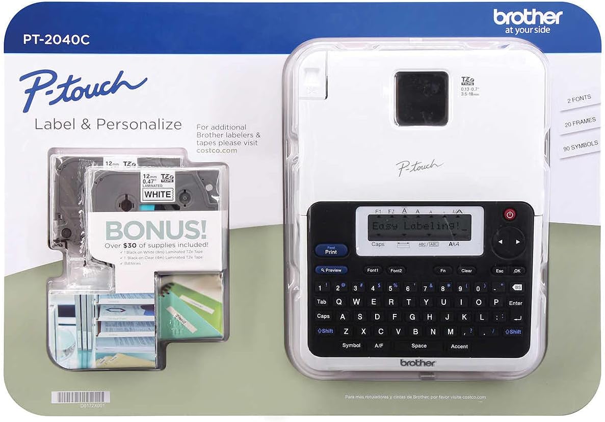Brother P-Touch Monochrome Label Maker PT-2040C with Additional Two Tapes