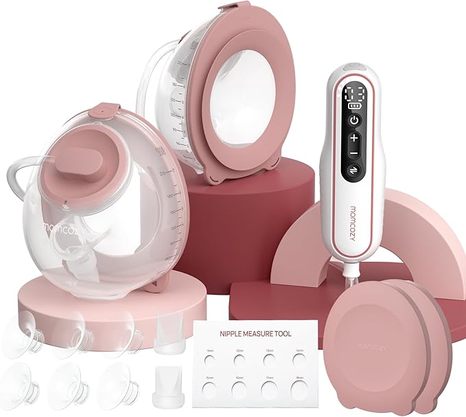 Momcozy Breast Pump V2 Pro Ultra-Lightweight, Hands-Free & Portable Wearable Pump with Upgraded Integrated DoubleFit Flange, Quiet & Leak-Proof Electric Pump, 3 Modes|9 Levels, 17/19/21/24mm