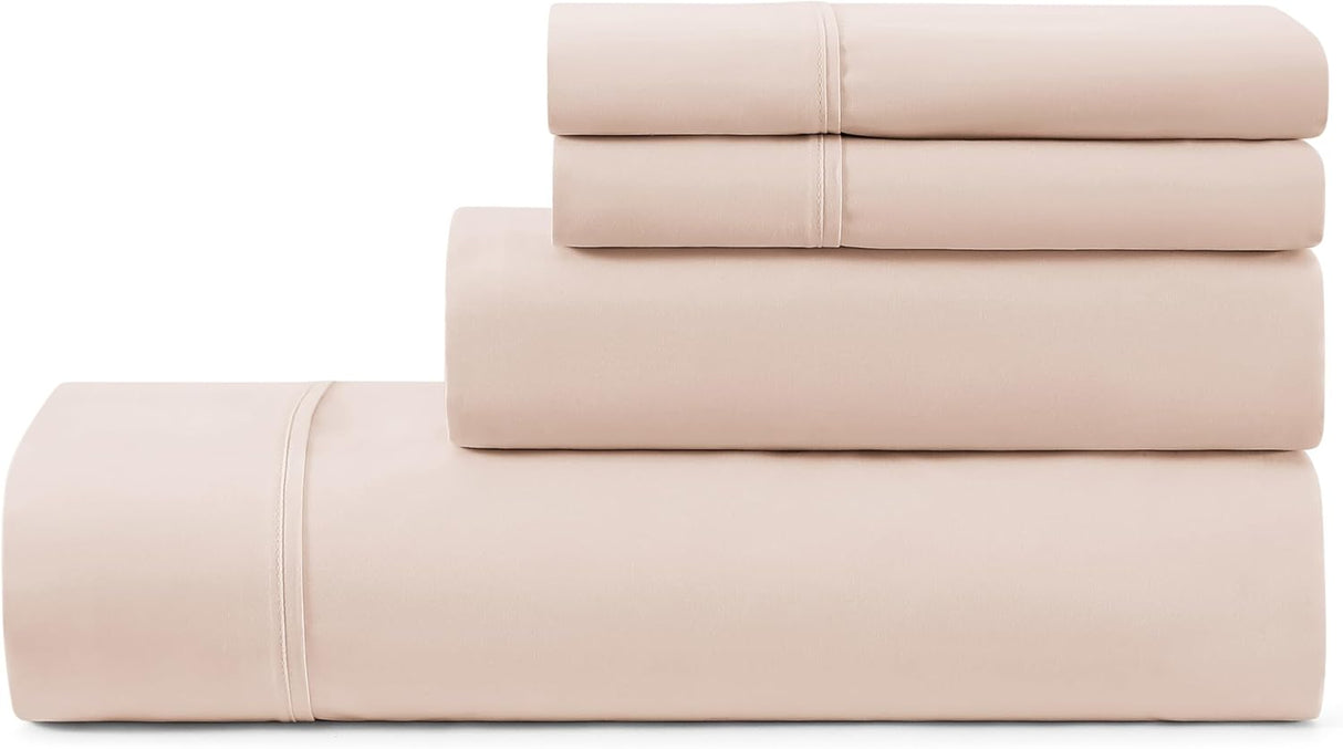 UGG Hedi King Sheet Set 4-Piece Luxury Cooling Sheets Deep Pockets Premium Bedding with 2 Pillow Shams Hypoallergenic Machine Washable Soft Lightweight Bed Set for Bedroom, King, Shell Light Pink