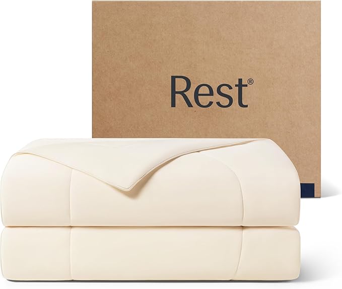 REST® Evercool® Cooling Comforter, King/Cali King, Blanket for Hot Sleepers, All Season Bedding to Keep Cool for Night Sweats, Breathable Lightweight Blanket, 106x90 Inches, Snow Ivory