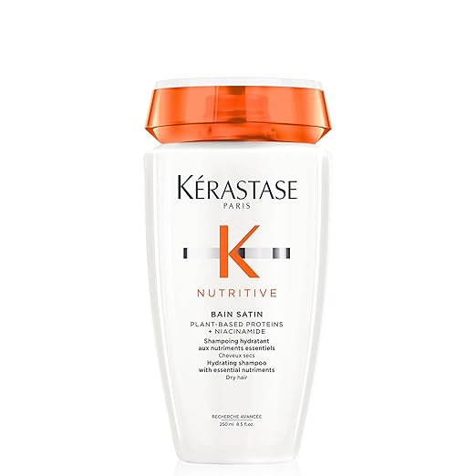 Kerastase Nutritive Bain Satin Shampoo | Gently Cleanses & Replenishes Moisture for Soft, Shiny Hair | With Plant-Based Proteins & Niacinamide | For Fine to Medium Dry Hair
