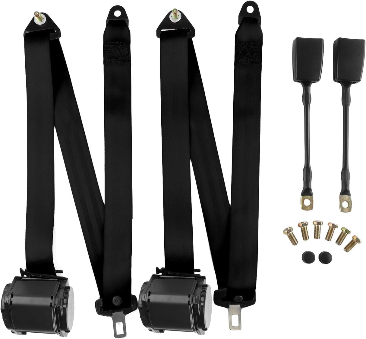 2 Set Universal 3pt Adjustable Retractable Seatbelts