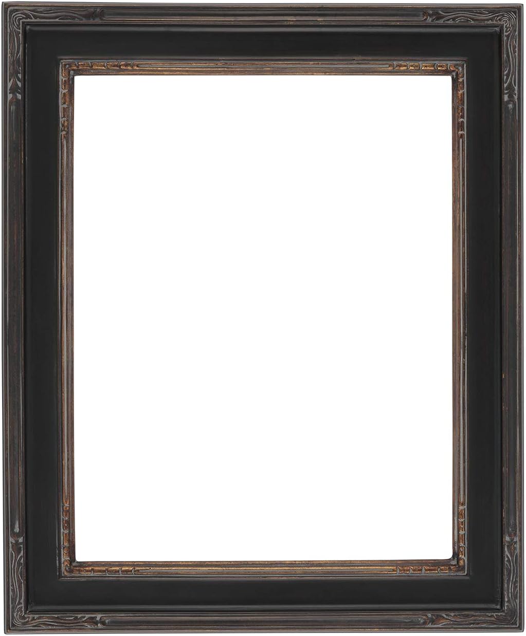 Creative Mark Museum Collection Nouveau Frames, Black/Gold 12x16 - Hand-Finished Hand-Leafed Real Wood, One Piece Frame, Closed Corner, Open Back, Without Mat & Glass, Gallery Wall or Prints