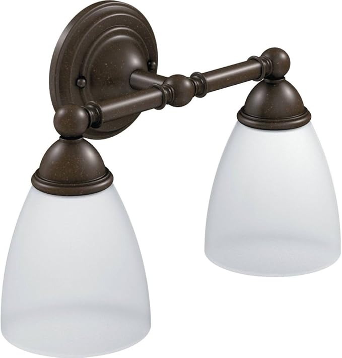 Moen YB2262ORB Brantford 2-Light Dual-Mount Bath Bathroom Vanity Fixture with Frosted Glass, Oil-Rubbed Bronze