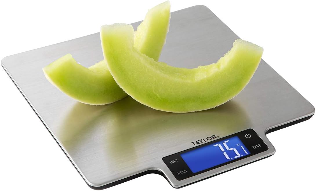 Taylor 22lb Ultra-Precise Digital Stainless Steel Household Kitchen Scale, One, Silver