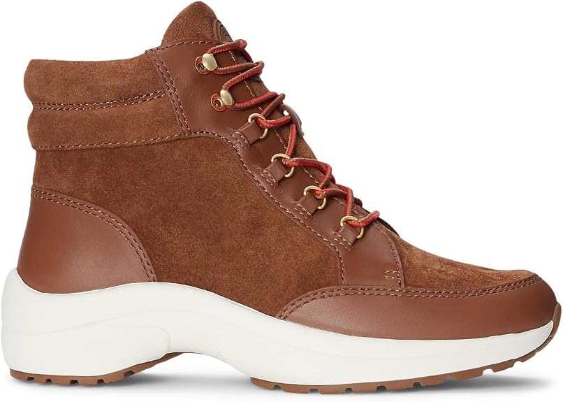 Lauren by Ralph Lauren Women's Rylee Leather Sneaker - Whiskey/Deep Saddle Tan - Size 9B