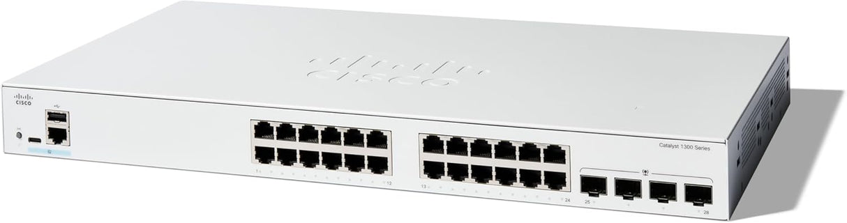 Cisco Catalyst 1300-24T-4G Managed Switch, 24 Port GE, 4x1GE SFP, Limited Lifetime Protection (C1300-24T-4G)