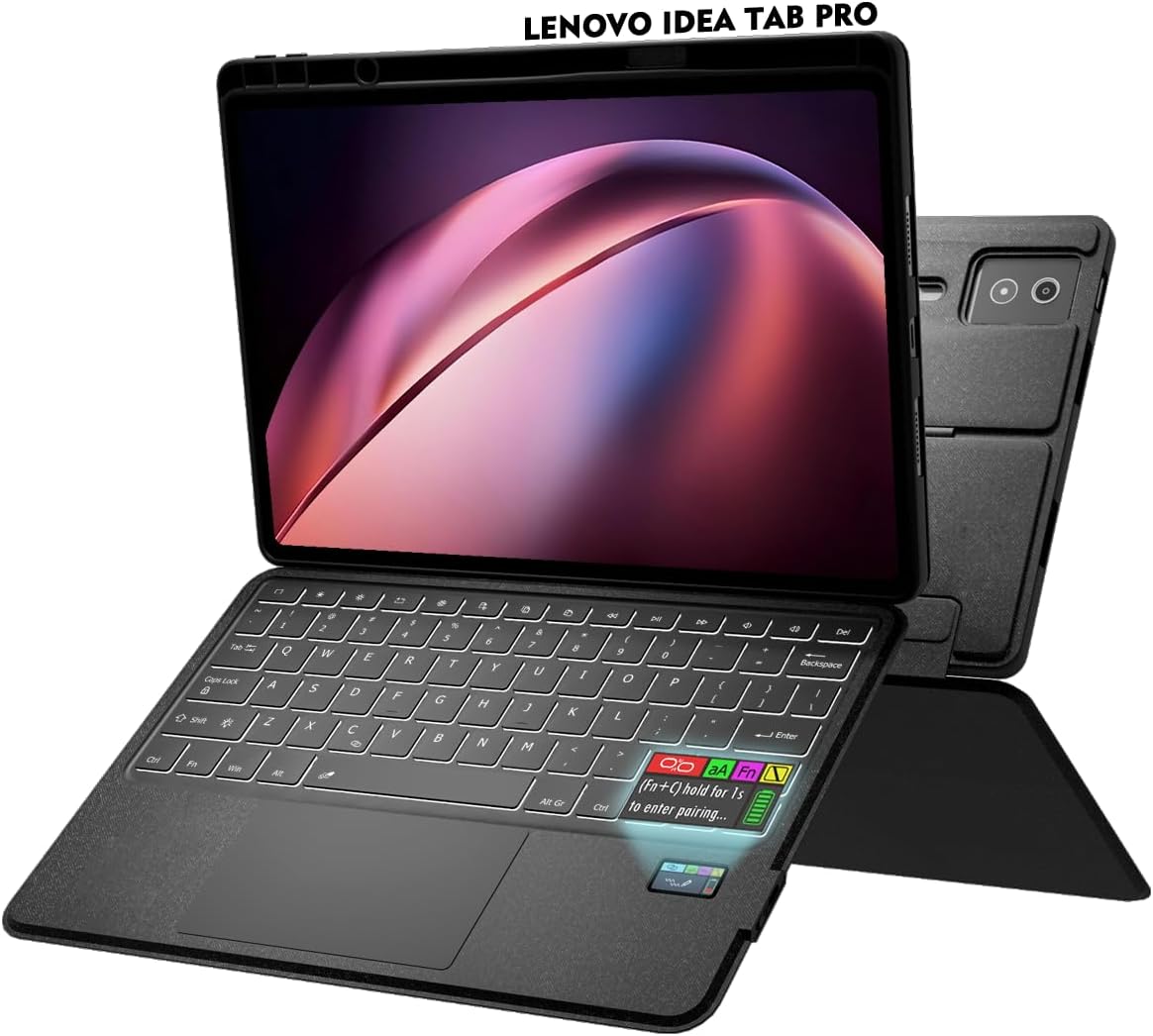 Doohoeek New Keyboard Folio w/Status Screen for Lenovo Idea Tab Pro 12.7"