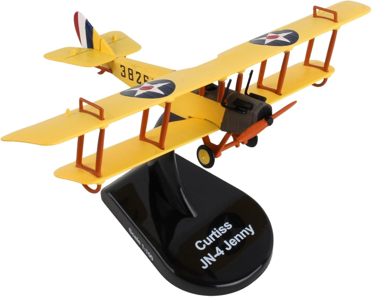 Daron Series Collectible JN-4 Jenny U.S. Air Mail Service 1/100 Die-Cast Biplane Model with Display Stand for Ages 14+