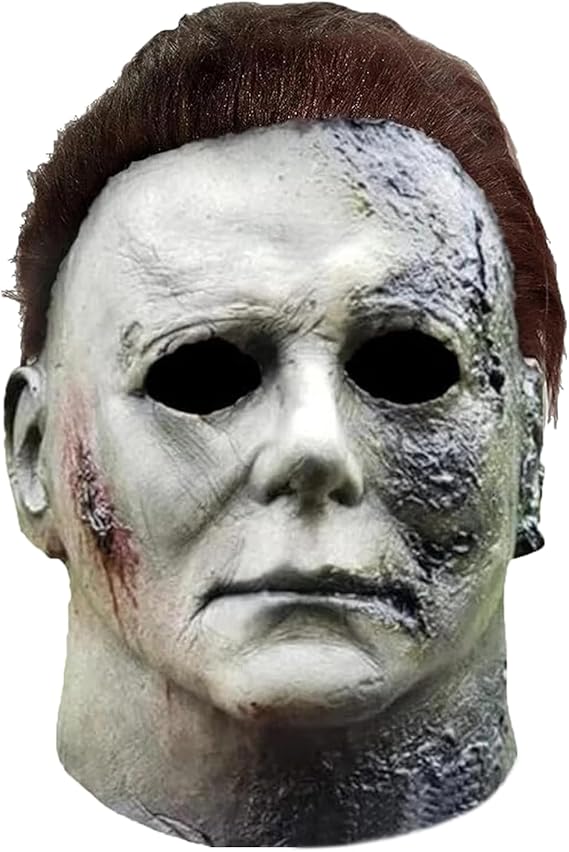 Michael Myers Halloween Mask, Latex Full Head Mask with Hair, Scary Horror Masquerade Cosplay Mask for Adults
